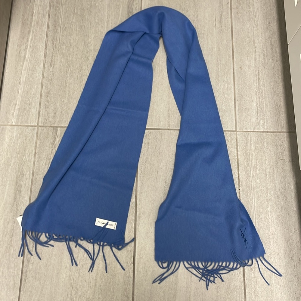 YSL Wool/Cashmere light blue scarf - Picture 5 of 8